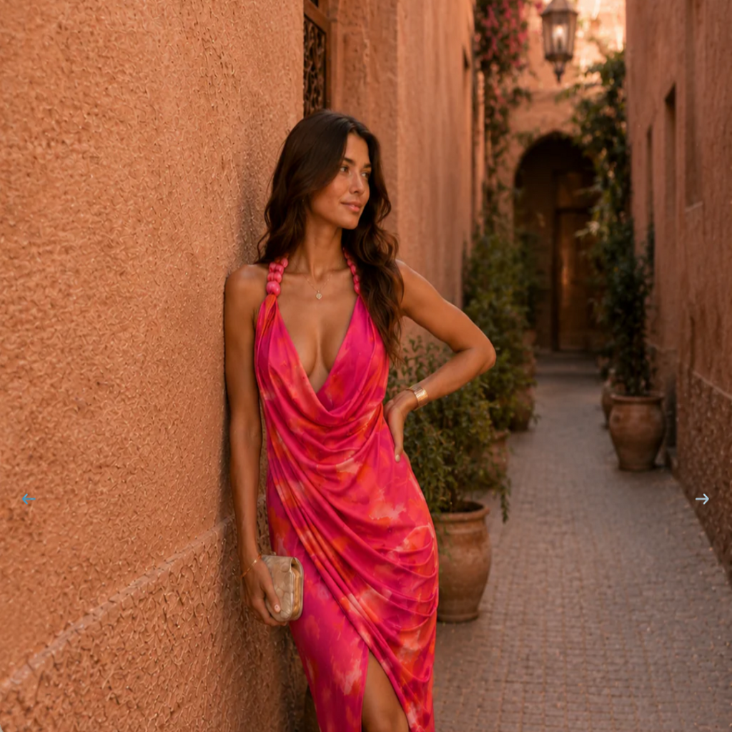 Aurora - Vestido Rosa Drapeado