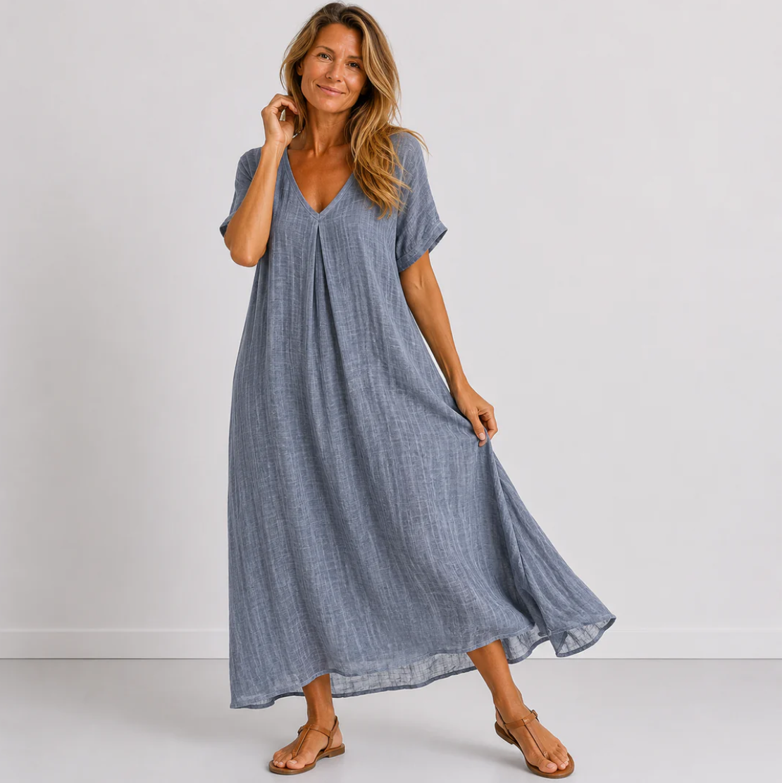 Vestido Celeste - Elegancia Natural