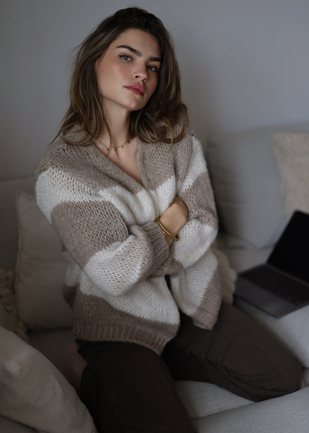 Renata - Cardigan de Rayas Multicolor