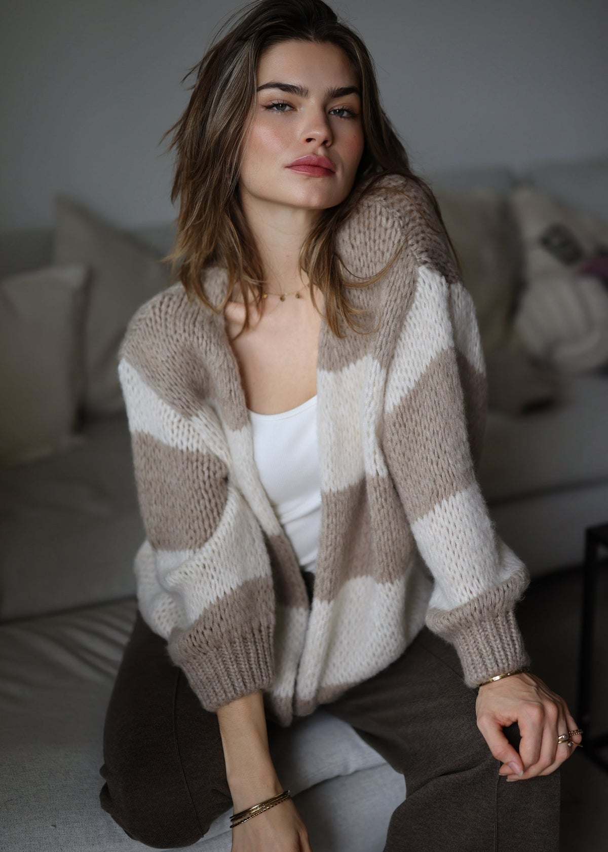 Renata - Cardigan de Rayas Multicolor