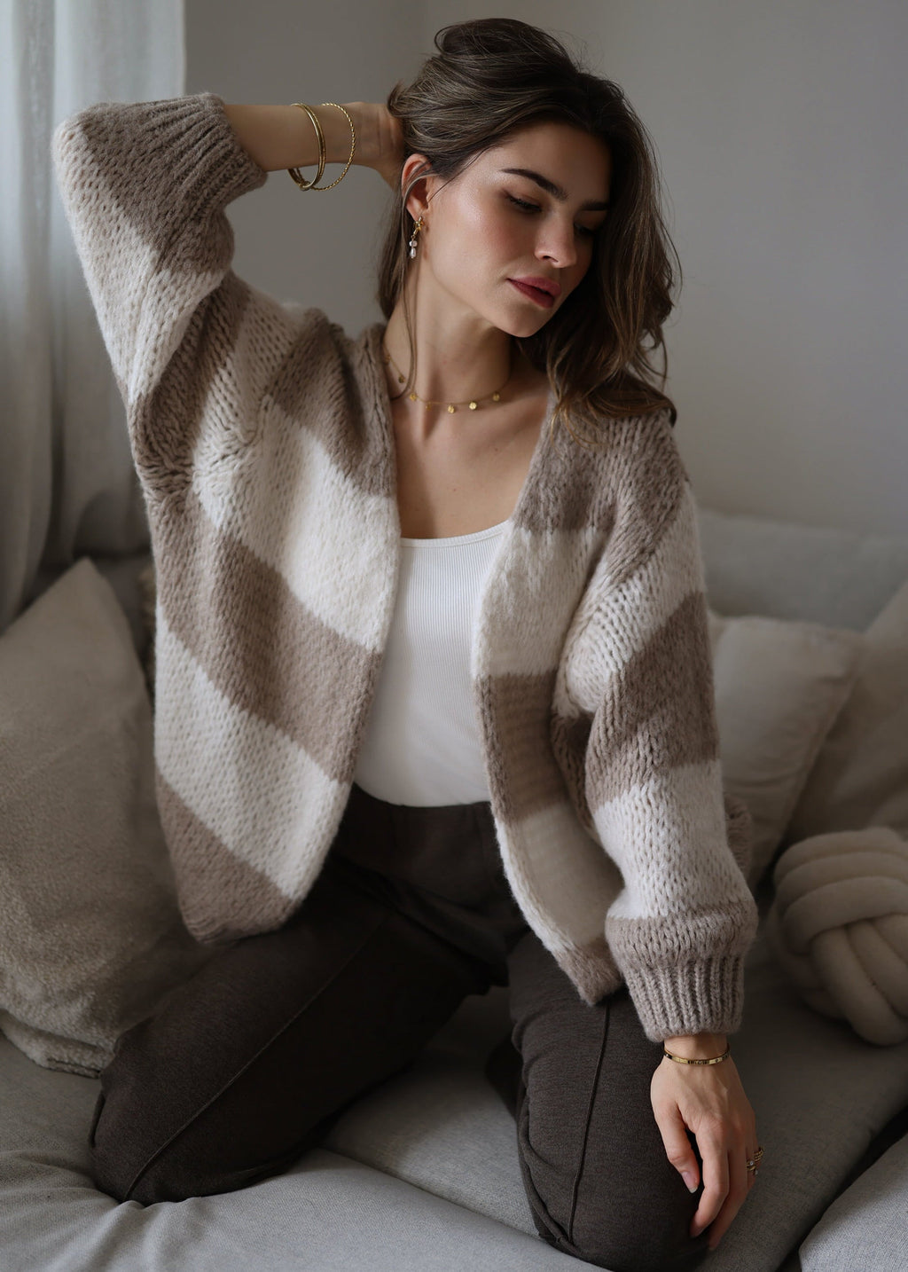 Renata - Cardigan de Rayas Multicolor